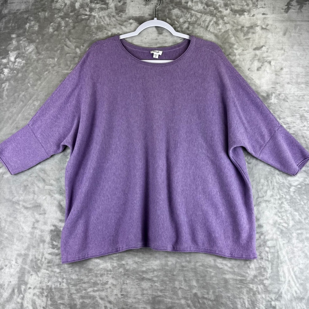 Pure Jill Sweater Women Medium Purple Boxy Elbow Sleeve Knit Top (1539)